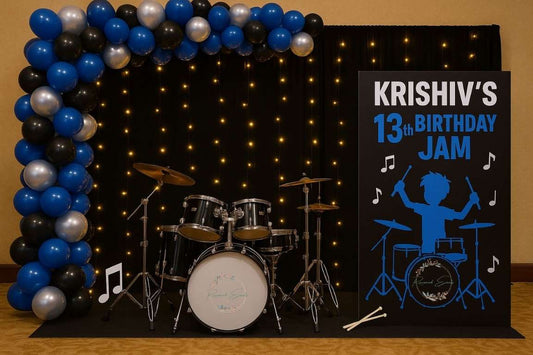 Drum theme kids party decoration - Little Drummers Rock