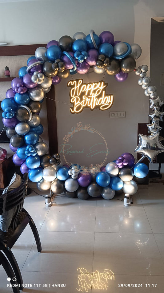 Galactic Celebration: Space-Themed Circle of Balloons for Birthday celebration