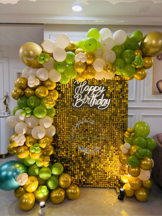 Golden Sequin Backdrop – Premium Birthday Decoration