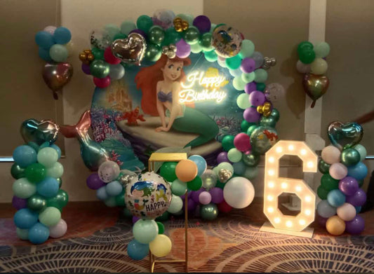 Ariel Mermaid Theme Balloon Setup for Kids Birthday decoration