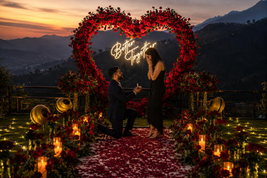 Luxury Proposal Decoration with Red Roses & Candle Pathway - Gurgaon, NCR, Dehradun & Mussoorie | Renowned Events