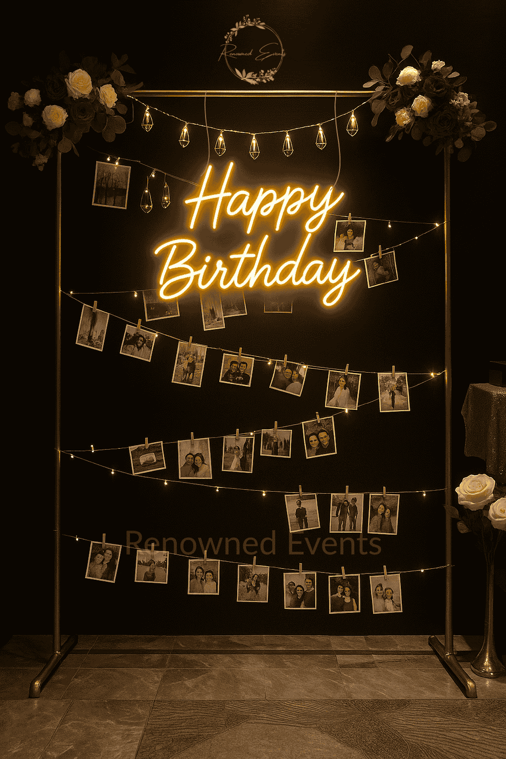 Personalized Birthday Photo & Memory Wall Display Backdrop with Fairy ...