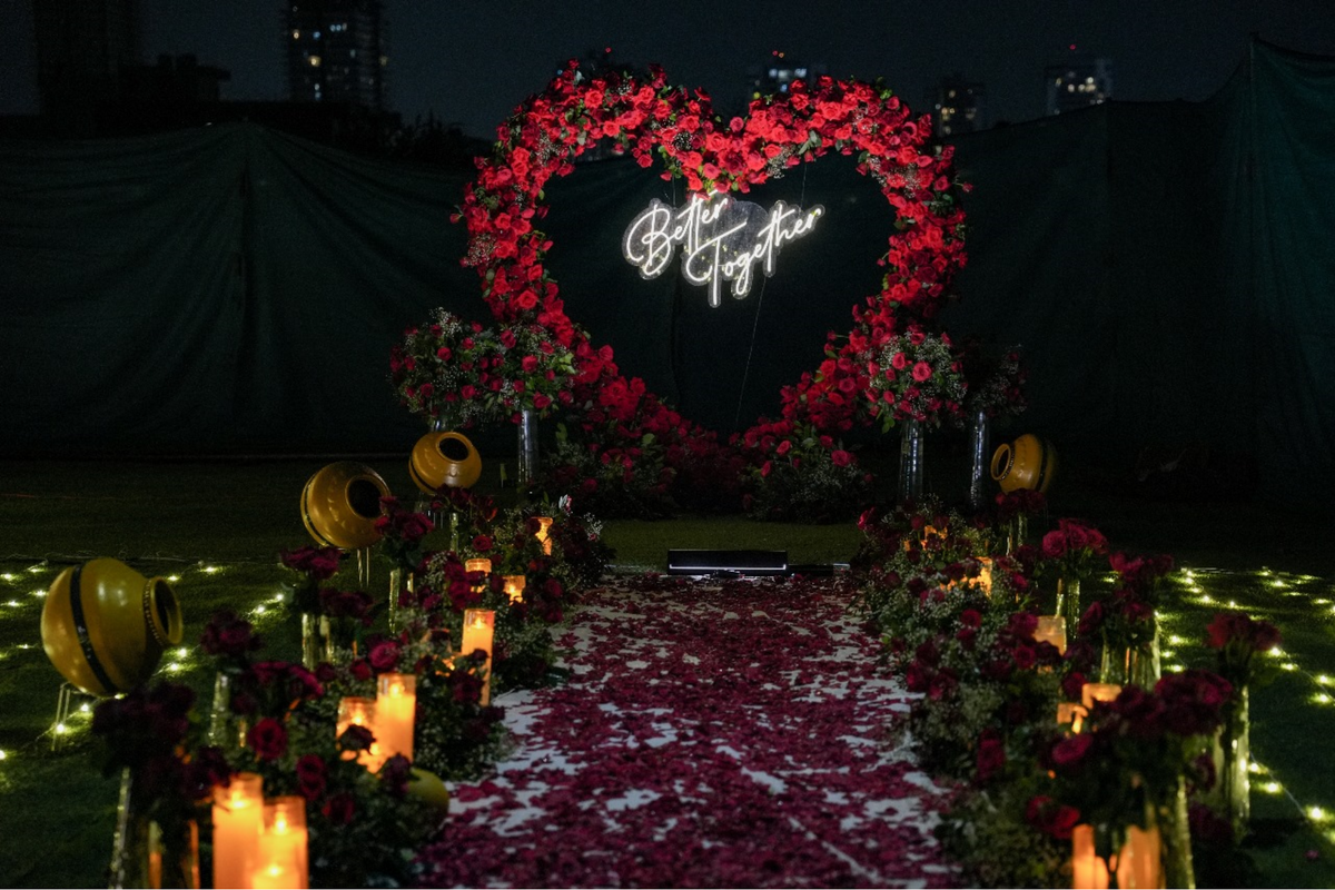 Luxury Proposal Decoration with Red Roses & Candle Pathway - Gurgaon, NCR, Dehradun & Mussoorie | Renowned Events