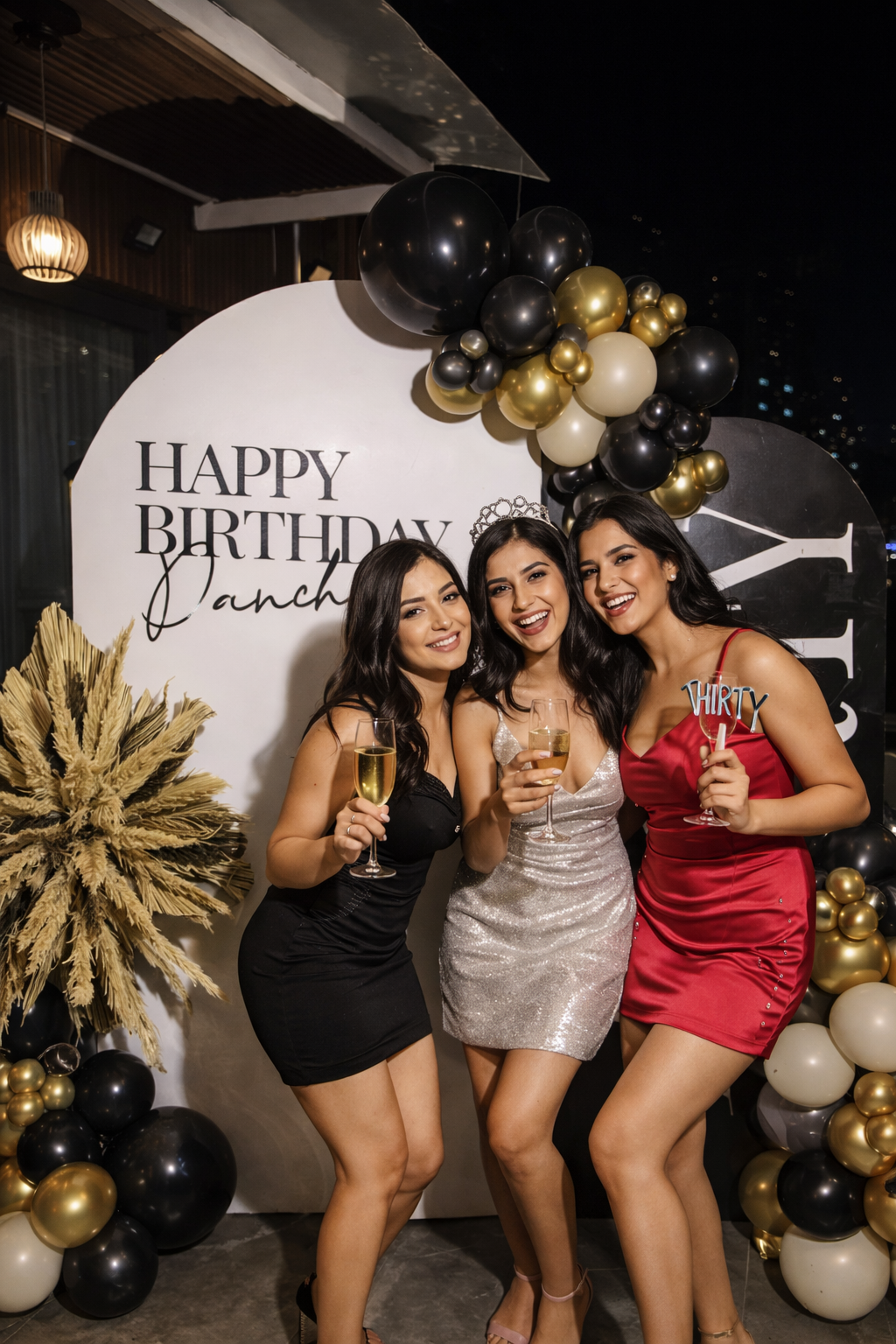Premium Black & Gold Birthday Backdrop Decoration for Adults