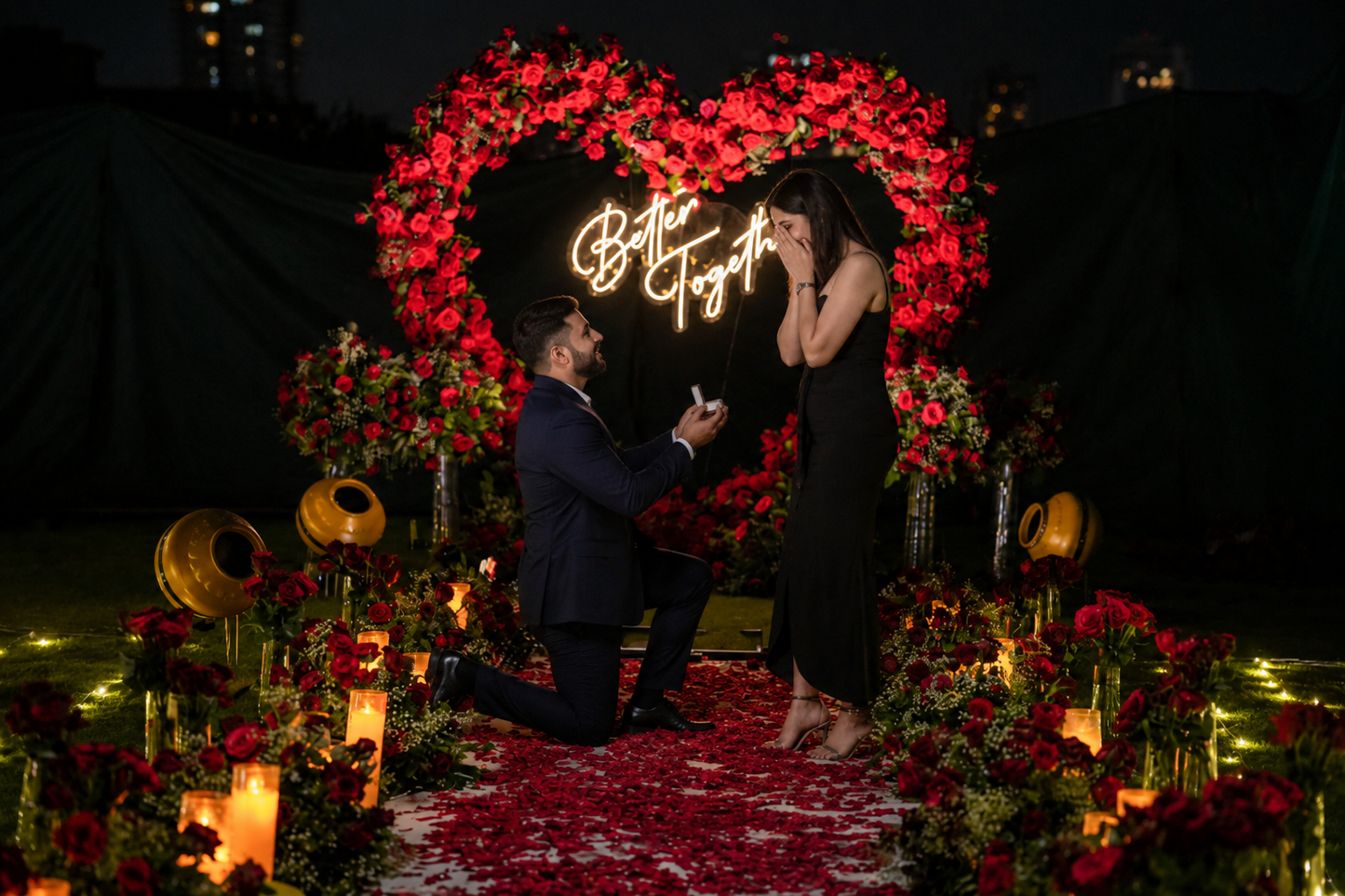 Luxury Proposal Decoration with Red Roses & Candle Pathway - Gurgaon, NCR, Dehradun & Mussoorie | Renowned Events