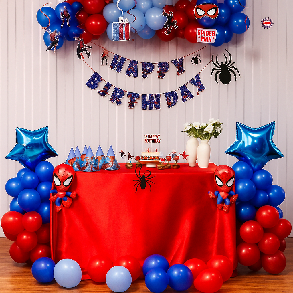 Spider-Man Theme Birthday Decoration – Balloon Arch, Banner