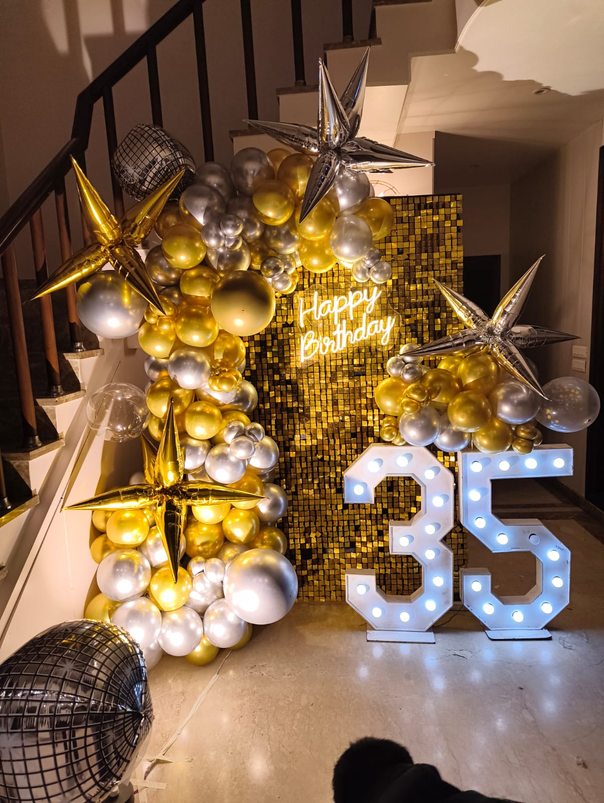Golden Sequin Backdrop – Premium Birthday Decoration