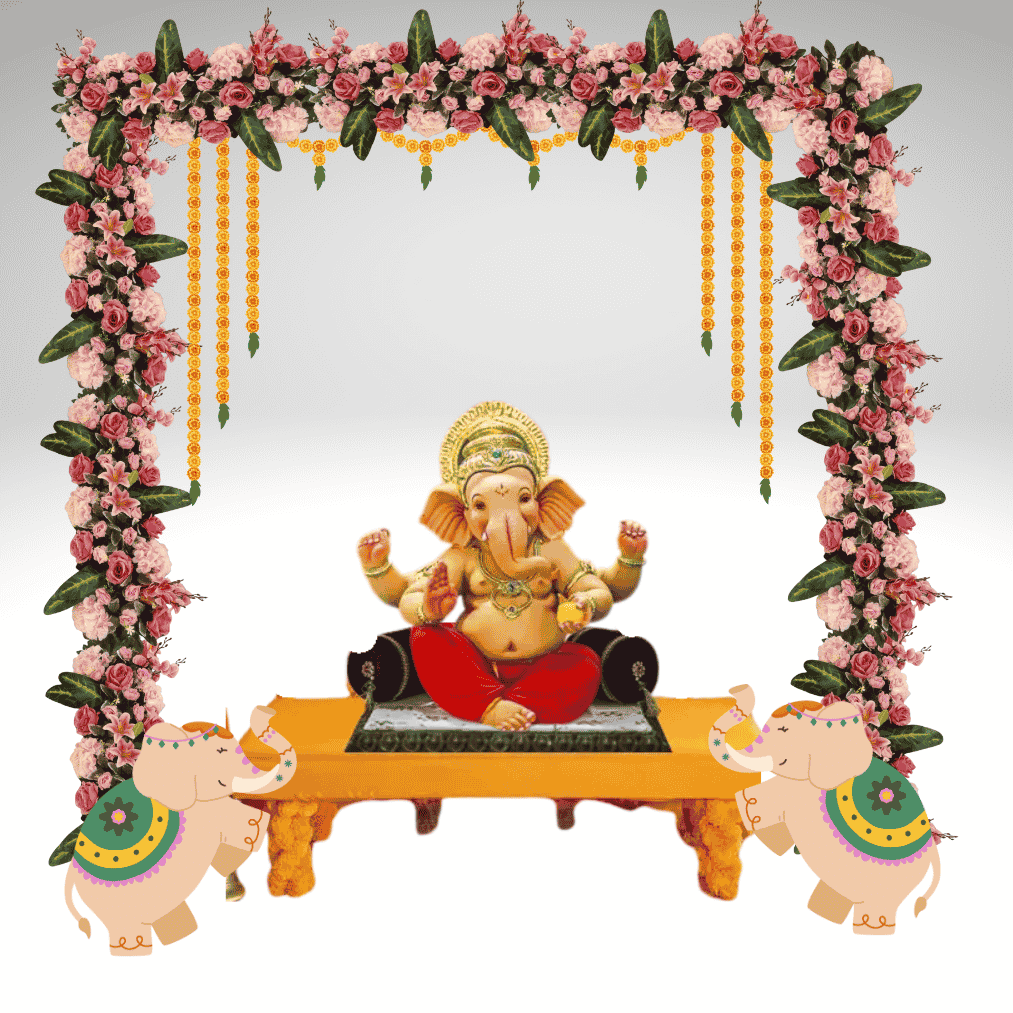 Ganesh Chaturthi Floral Backdrop Decoration in Gurgaon