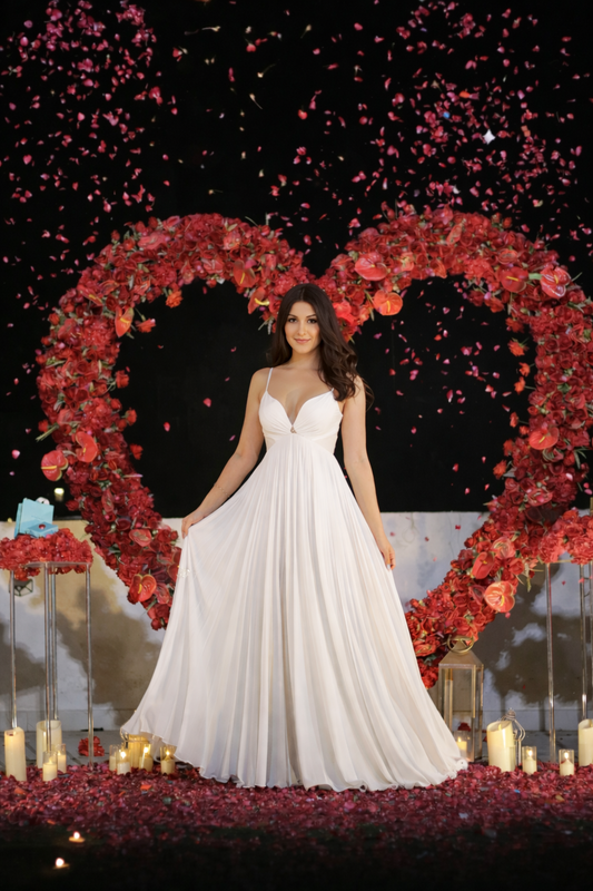 Luxury Surprise Proposal Setup with Heart Floral Arch, Candles & Romantic Decor