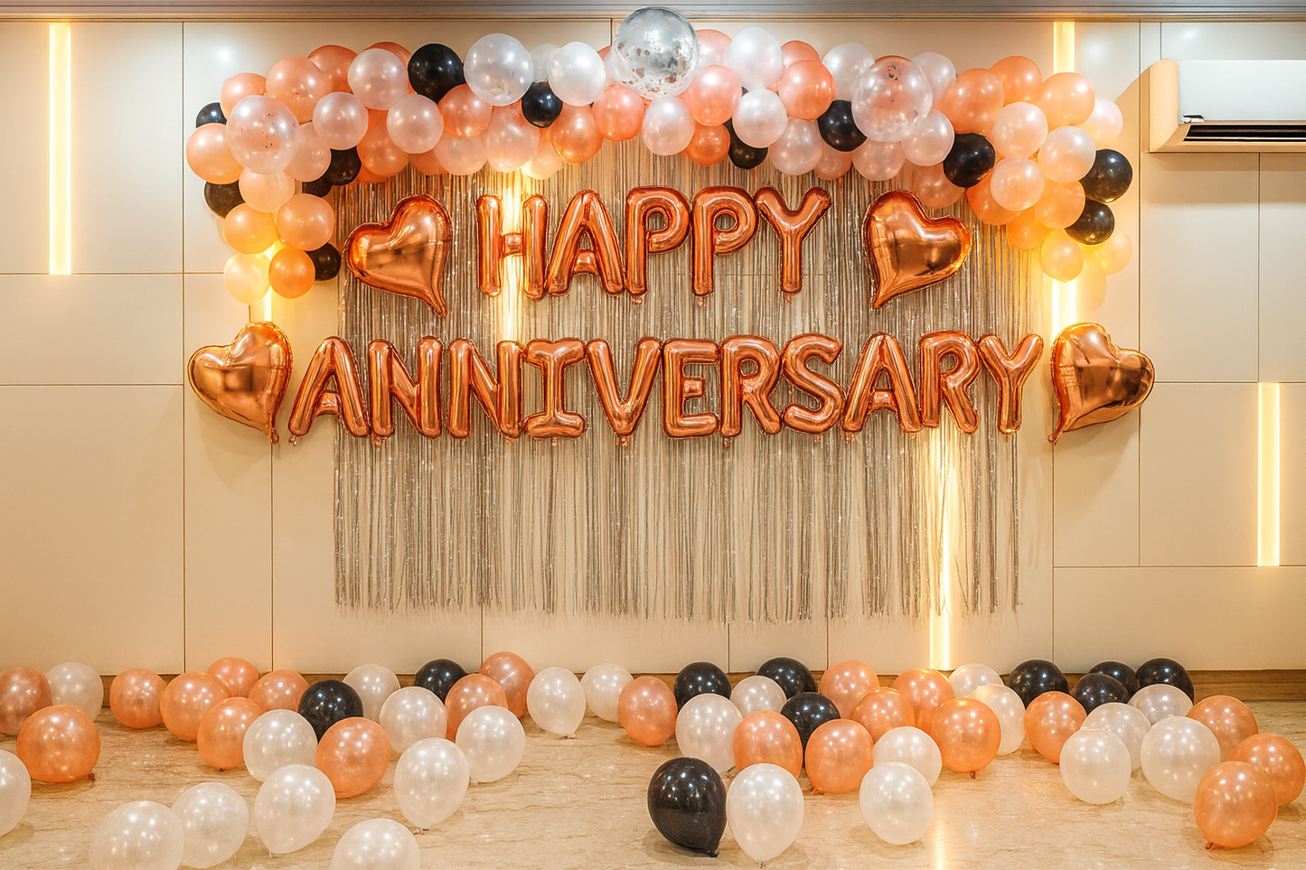 Rose Gold Balloon Anniversary Decoration at home
