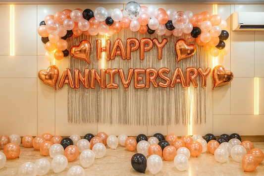Rose Gold Balloon Anniversary Decoration at home