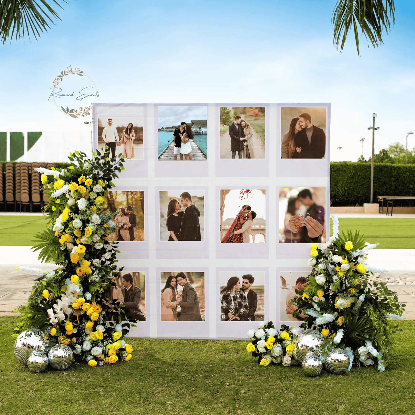 Wedding Memory Wall Decor with Floral Photo Display | Renowned Events
